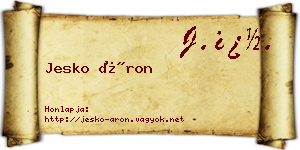 Jesko Áron névjegykártya